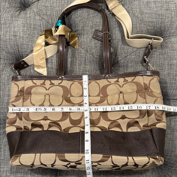 Coach Signature Stripe Baby Diaper Work Travel Large Canvas Brown Tote - Picture 17 of 17